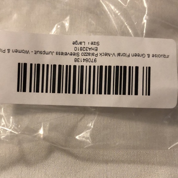 NIB Love You Dear Turquoise & Green Floral V Neck Palazzo Sleeveless Jumpsuit - Picture 6 of 7